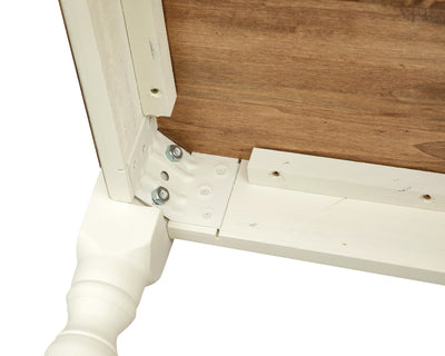 Biscottini Tavolo Country in legno massello di tiglio struttura bianca anticata piano noce. Made in Italy