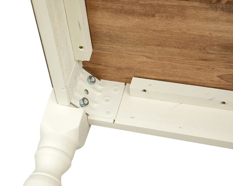 Biscottini Tavolo Country in legno massello di tiglio struttura bianca anticata piano noce. Made in Italy