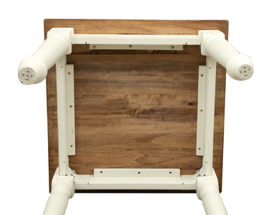 Biscottini Tavolo Country in legno massello di tiglio struttura bianca anticata piano noce. Made in Italy