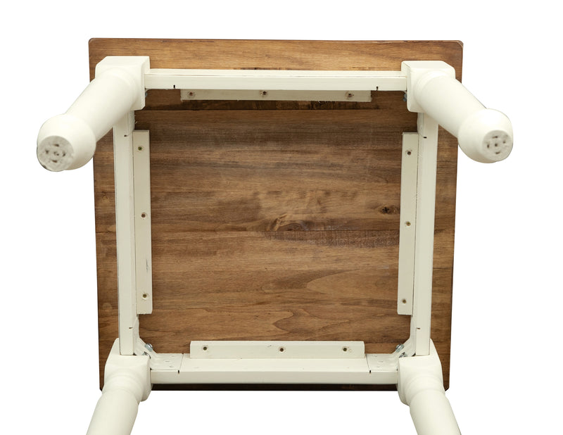 Biscottini Tavolo Country in legno massello di tiglio struttura bianca anticata piano noce. Made in Italy