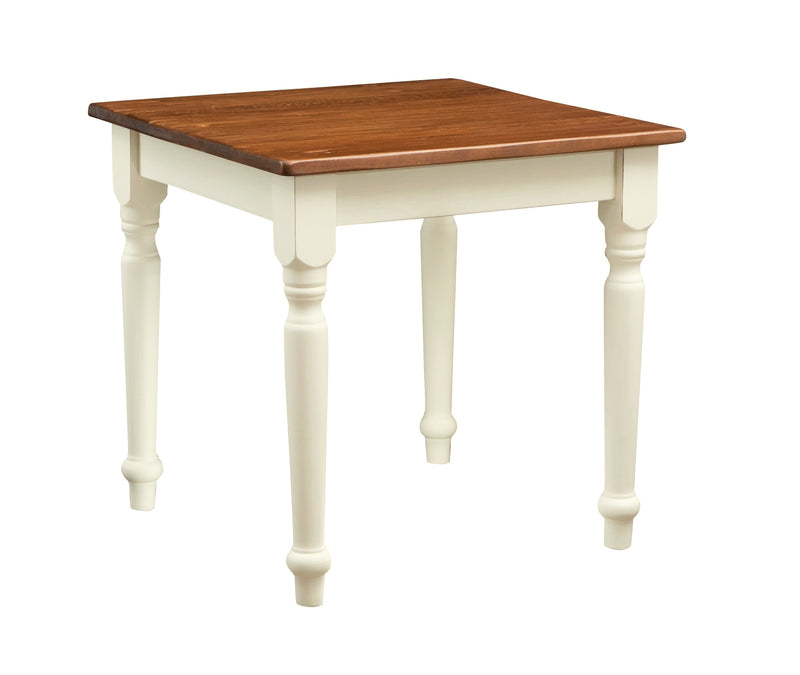 Biscottini Tavolo fisso Country in legno massello di tiglio struttura bianca anticata piano noce. Made in Italy