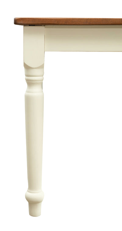 Biscottini Tavolo fisso Country in legno massello di tiglio struttura bianca anticata piano noce. Made in Italy