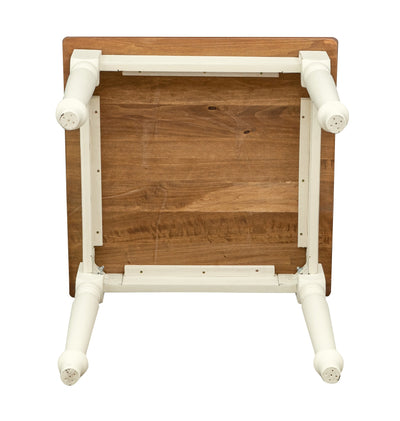 Biscottini Tavolo fisso Country in legno massello di tiglio struttura bianca anticata piano noce. Made in Italy