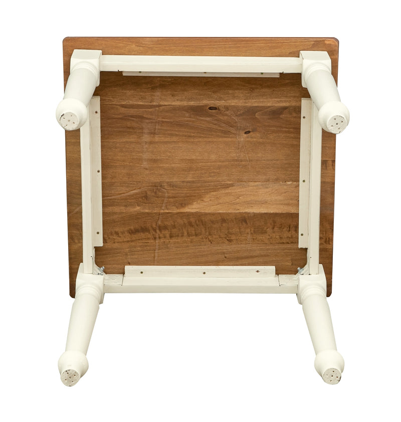 Biscottini Tavolo fisso Country in legno massello di tiglio struttura bianca anticata piano noce. Made in Italy