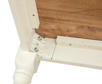 Biscottini Tavolo Country in legno massello di tiglio struttura bianca anticata piano noce. Made in Italy