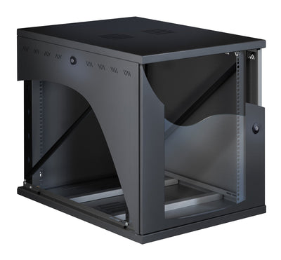 Armadio Rack 19'' a Muro 16U P 800mm L 600mm Porta Vetro Nero