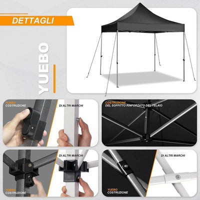 YUEBO Gazebo Professionale Gazebo 3x3 m Pieghevole Impermeabile con 4 Pareti Richiudibile Teles