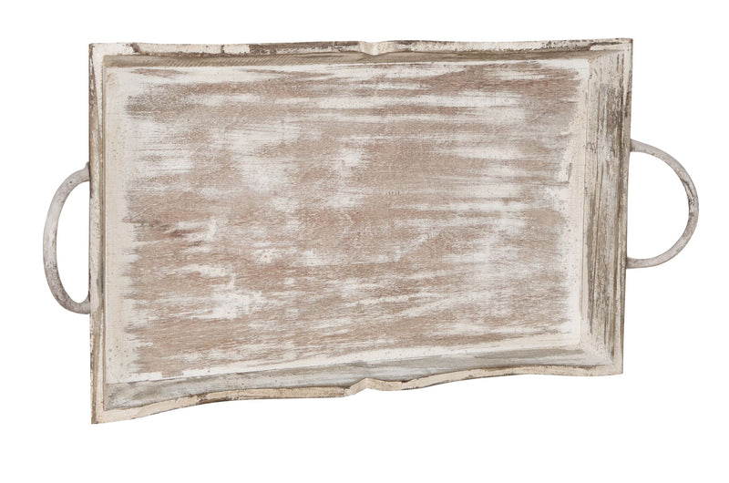 Biscottini SET DI 2 VASSOI IN LEGNO FINITURA BIANCO ANTICATO L51+48XPR9+9XH28+24 cm