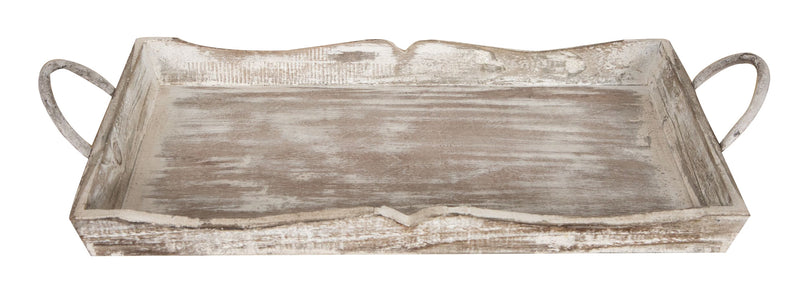 Biscottini SET DI 2 VASSOI IN LEGNO FINITURA BIANCO ANTICATO L51+48XPR9+9XH28+24 cm