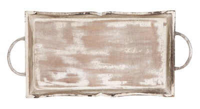 Biscottini SET DI 2 VASSOI IN LEGNO FINITURA BIANCO ANTICATO L51+48XPR9+9XH28+24 cm