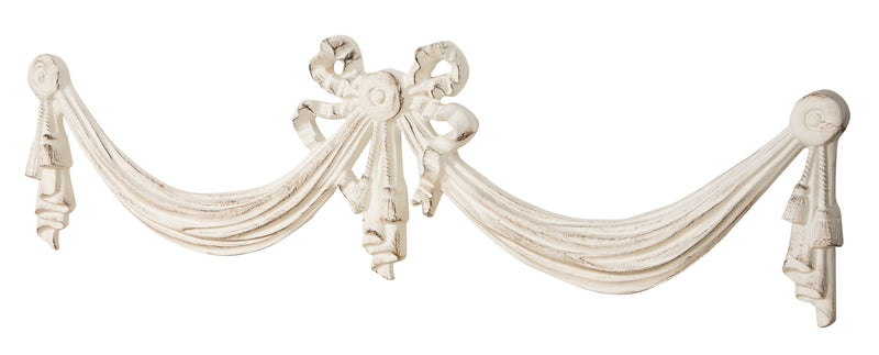 Biscottini SOPRAPORTA IN LEGNO FINITURA BIANCO ANTICATO L136XPR6XH37 cm Made in Italy