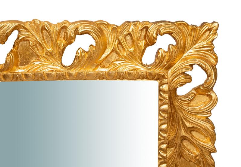 Biscottini SPECCHIERA DA PARETE VERTICALE/ORIZZONTALE IN LEGNO FINITURA FOGLIA ORO ANTICATO L120XPR8XH100 cm Made in Italy