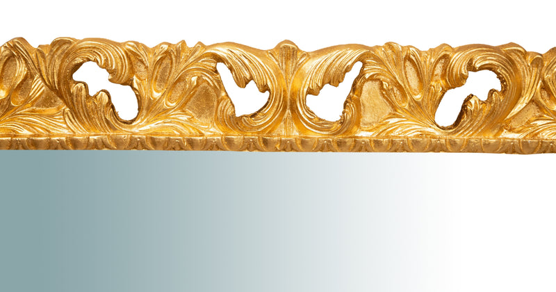 Biscottini SPECCHIERA DA PARETE VERTICALE/ORIZZONTALE IN LEGNO FINITURA FOGLIA ORO ANTICATO L120XPR8XH100 cm Made in Italy