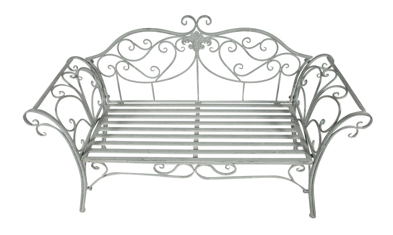 Biscottini Divanetto panca sedia seduta poltrona in ferro finitura grigia anticata L133xPR47xH90 cm