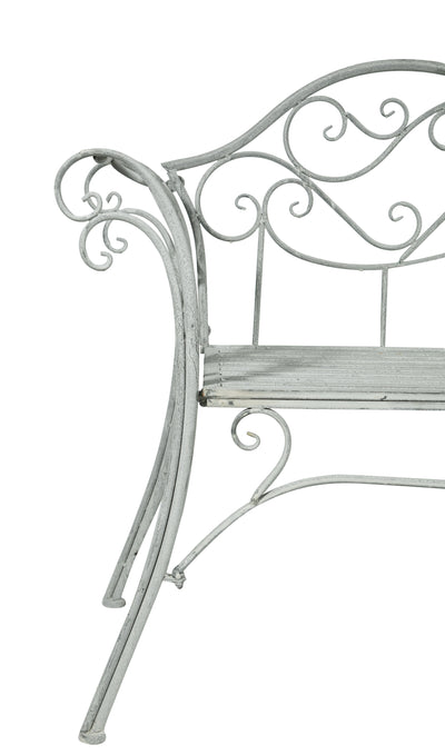 Biscottini Divanetto panca sedia seduta poltrona in ferro finitura grigia anticata L133xPR47xH90 cm