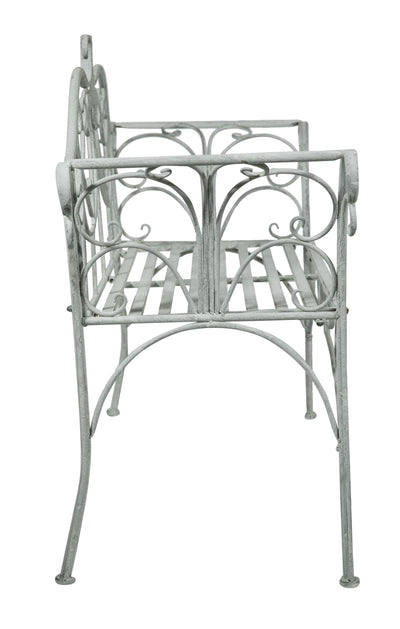 Biscottini Divanetto panca sedia seduta poltrona in ferro finitura grigia anticata L133xPR47xH90 cm