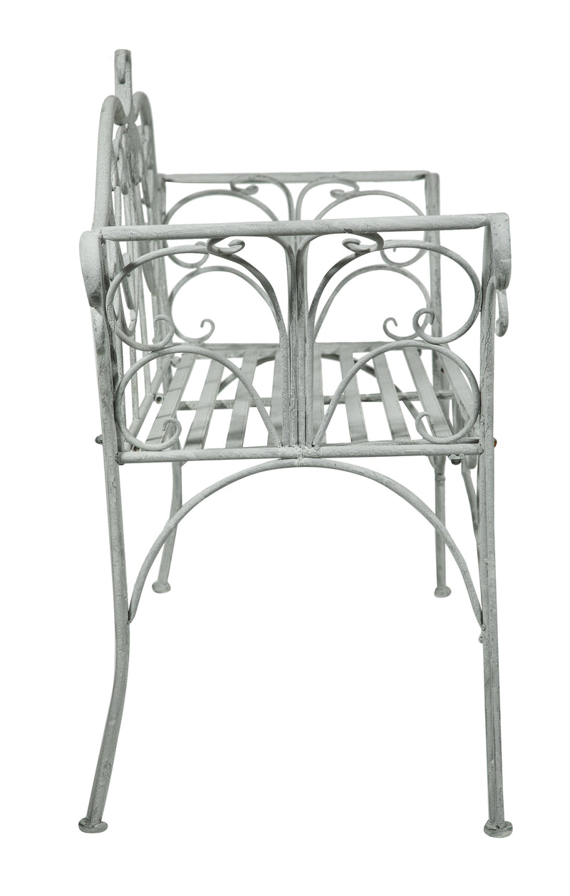 Biscottini Divanetto panca sedia seduta poltrona in ferro finitura grigia anticata L133xPR47xH90 cm