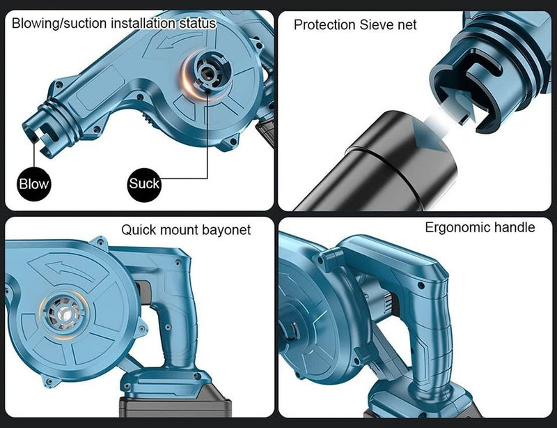 Soffiatore/aspiratore Elettrico, Soffiatore per Foglie a Batteria, per soffiare, aspirare, Polvere da Terrazzo, Giardino, Garageconfezione in Cartone (Size : Leaf Blower+1 Batteries)