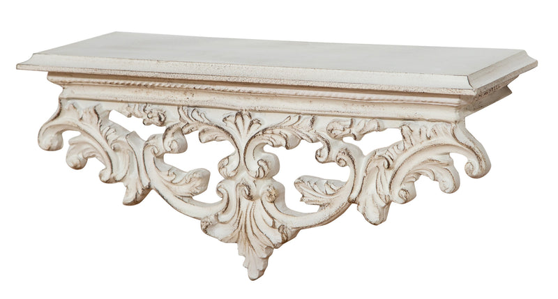 Biscottini MENSOLA A MURO IN LEGNO FINITURA BIANCA ANTICATA L46XPR17XH22 CM MADE IN ITALY