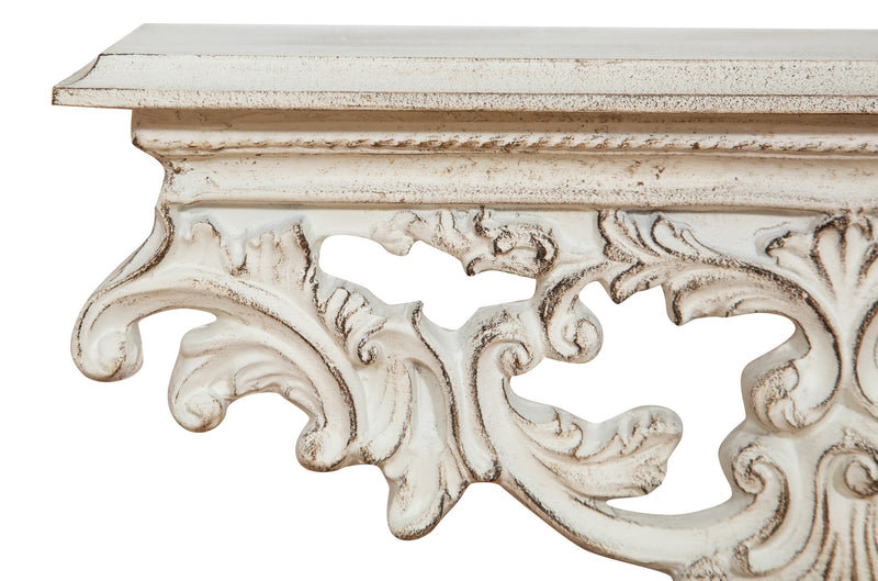 Biscottini MENSOLA A MURO IN LEGNO FINITURA BIANCA ANTICATA L46XPR17XH22 CM MADE IN ITALY