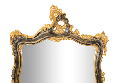 Biscottini SPECCHIERA DA PARETE IN LEGNO FINITURA FOGLIA ORO E NERO L67XPR7XH115 CM MADE IN ITALY