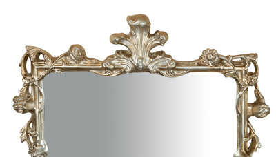 Biscottini SPECCHIERA DA PARETE IN LEGNO FINITURA FOGLIA ARGENTO ANTICATO L59XPR6XH98 CM MADE IN ITALY