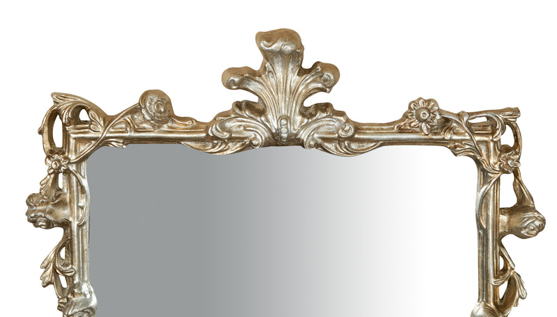 Biscottini SPECCHIERA DA PARETE IN LEGNO FINITURA FOGLIA ARGENTO ANTICATO L59XPR6XH98 CM MADE IN ITALY