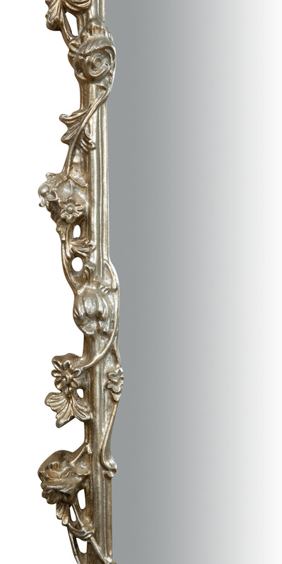 Biscottini SPECCHIERA DA PARETE IN LEGNO FINITURA FOGLIA ARGENTO ANTICATO L59XPR6XH98 CM MADE IN ITALY