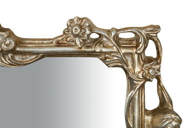 Biscottini SPECCHIERA DA PARETE IN LEGNO FINITURA FOGLIA ARGENTO ANTICATO L59XPR6XH98 CM MADE IN ITALY