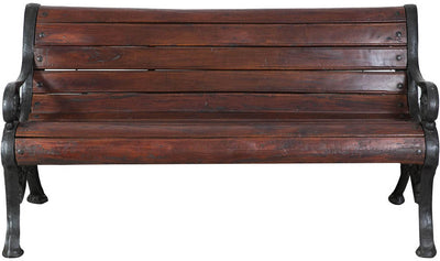 Biscottini Panchina in legno massiccio e ghisa L145xPR65xH77 cm Robusta stabile panca