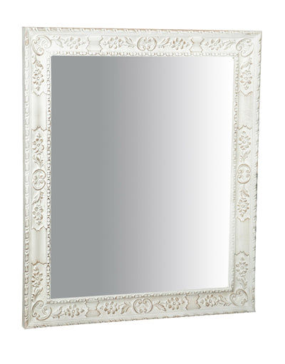 Biscottini SPECCHIERA DA PARETE VERTICALE/ORIZZONTALE IN LEGNO FINITURA BIANCO ANTICATO RETTANGOLARE MADE IN ITALY