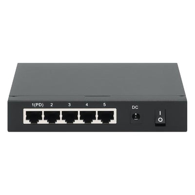 Switch Gigabit Intellinet PoE+ a 5 porte con passthrough PoE, 4 porte PSE PoE, 1 porta PD PoE, IEEE 802.3at/af Power-over-Ethernet (PoE+/PoE)