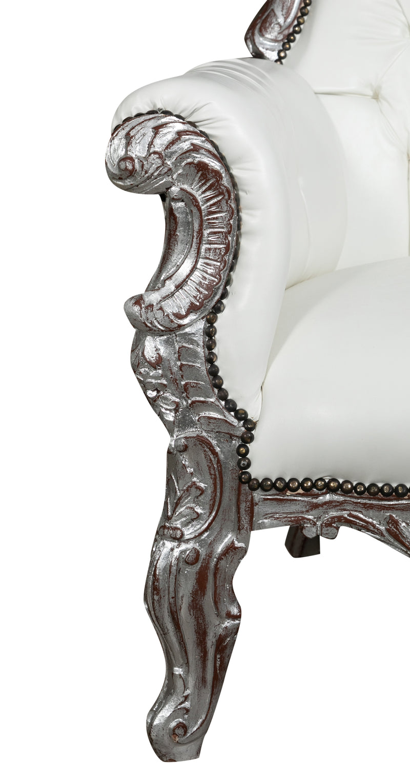 Biscottini POLTRONA A TRONO STILE FRANCESE LUIGI XVI IN LEGNO MASSELLO DI FAGGIO Opulenta,