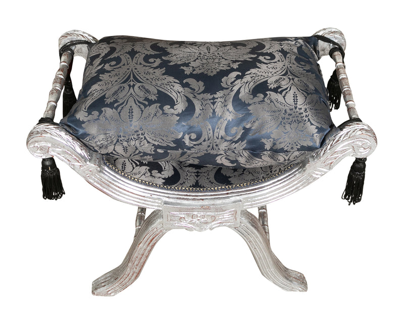 Biscottini PANCHETTA STILE FRANCESE LUIGI XVI IN LEGNO MASSELLO DI FAGGIO faldistorio XVI,