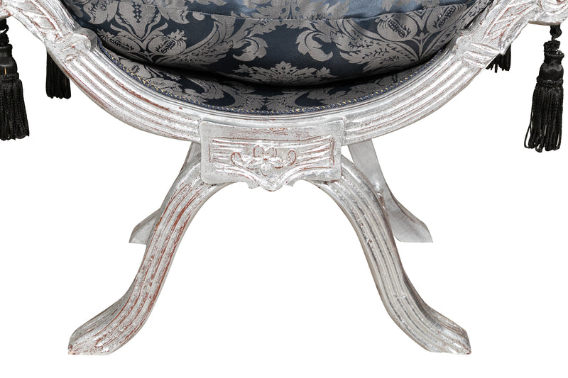 Biscottini PANCHETTA STILE FRANCESE LUIGI XVI IN LEGNO MASSELLO DI FAGGIO faldistorio XVI,