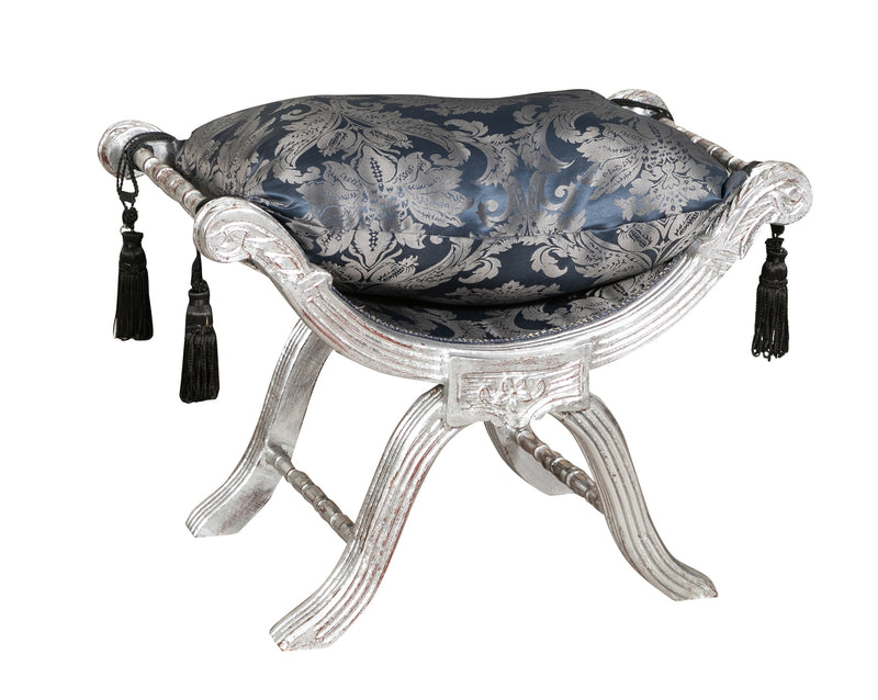 Biscottini PANCHETTA STILE FRANCESE LUIGI XVI IN LEGNO MASSELLO DI FAGGIO faldistorio XVI,