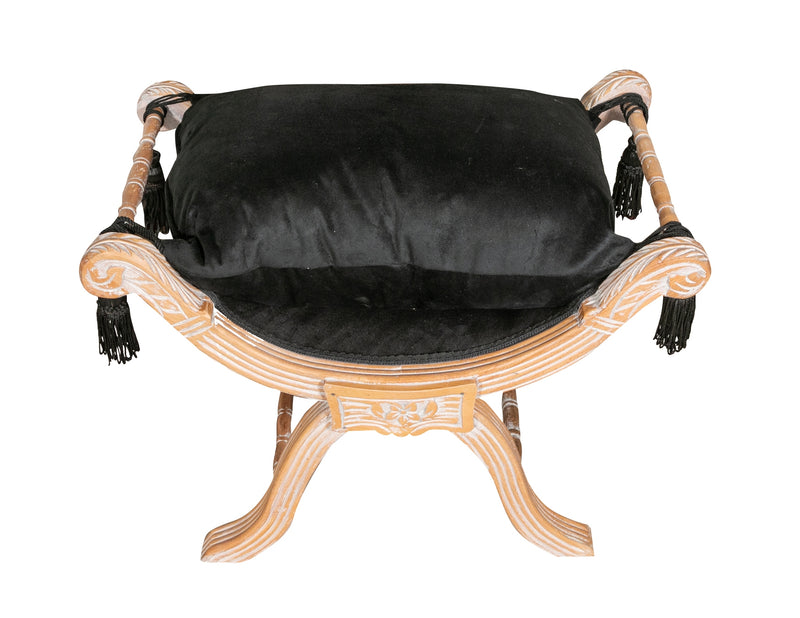 Biscottini PANCHETTA STILE FRANCESE LUIGI XVI IN LEGNO MASSELLO DI FAGGIO faldistorio XVI,