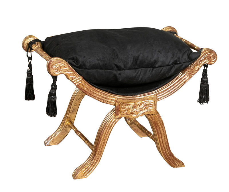 Biscottini PANCHETTA STILE FRANCESE LUIGI XVI IN LEGNO MASSELLO DI FAGGIO faldistorio XVI,