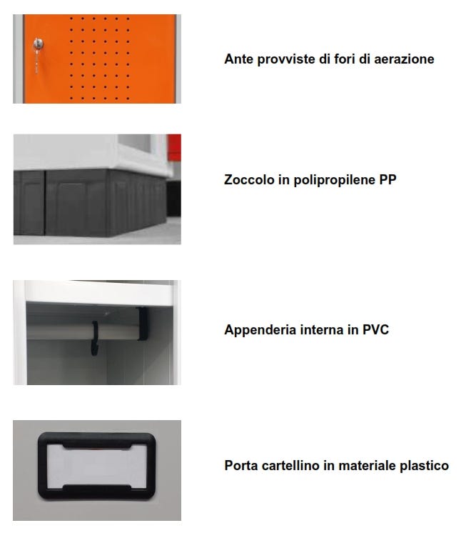 Armadio metallico multispogliatoio a 2 posti cm. 40x50x175h
