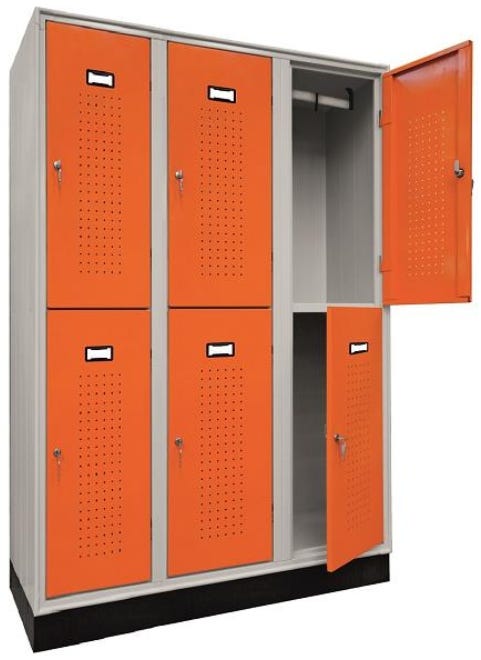 Armadio metallico a 6 posti con ante sovrapposte cm. 120x50x175h