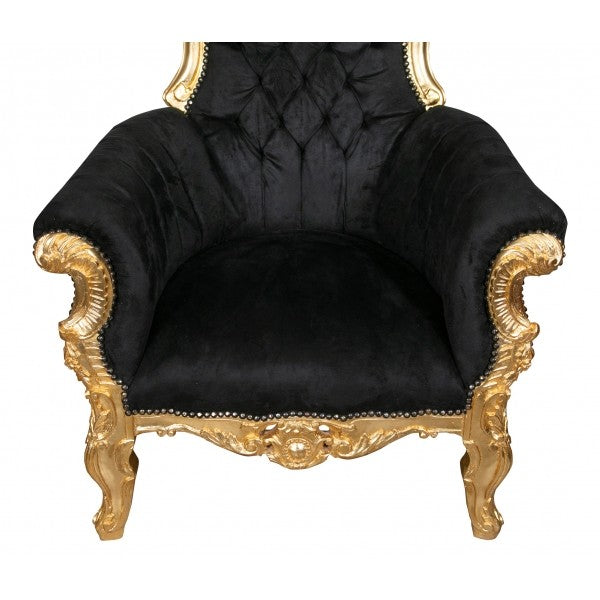 Biscottini Poltrona a trono stile francese Luigi XVI in legno massello di faggio Opulenta,