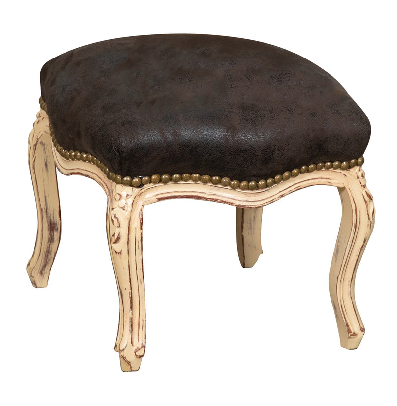 Biscottini Panchetto poggia piedi stile francese Luigi XVI in legno massello di faggio L42XPR42XH42 cm