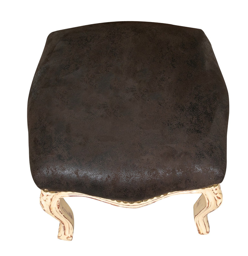 Biscottini Panchetto poggia piedi stile francese Luigi XVI in legno massello di faggio L42XPR42XH42 cm