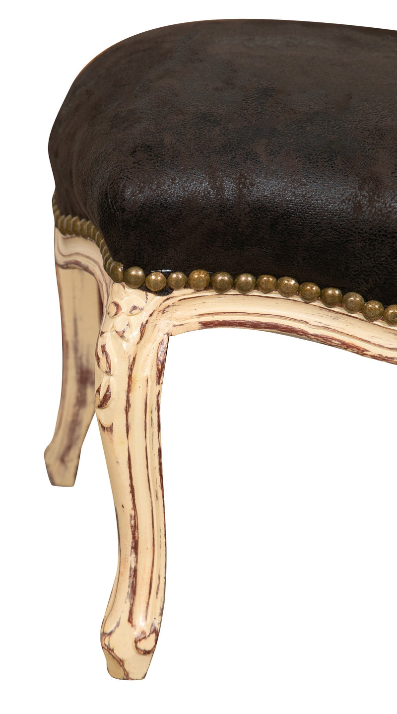 Biscottini Panchetto poggia piedi stile francese Luigi XVI in legno massello di faggio L42XPR42XH42 cm