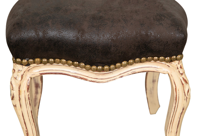 Biscottini Panchetto poggia piedi stile francese Luigi XVI in legno massello di faggio L42XPR42XH42 cm