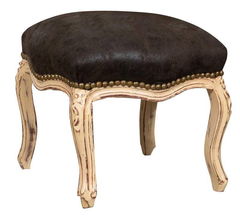 Biscottini Panchetto poggia piedi stile francese Luigi XVI in legno massello di faggio L42XPR42XH42 cm