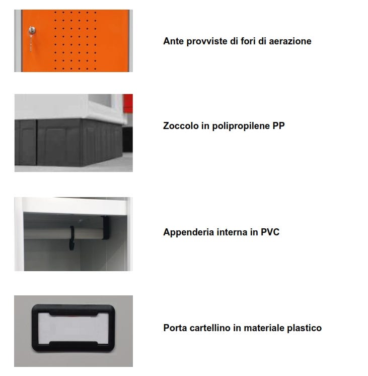 Armadio spogliatoio a 2 vani metallici cm. 60x50x175h