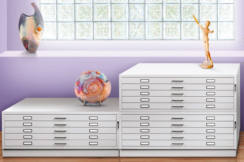 Cartella portadisegni orizzontale in metallo con 5 cassetti per fogli A0 cm. 140x96,5x55h