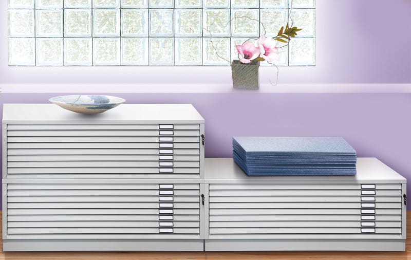 Cartella portadisegni orizzontale in metallo con 5 cassetti per fogli A0 cm. 140x96,5x55h