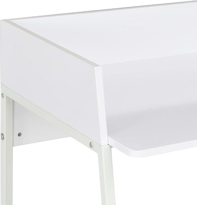 vidaXL Scrivania Ufficio Elegante Compatta Scrittoio Tavolo Lavoro Mobile Porta PC in MDF Gambe in Acciaio Verniciato Bianca 90x60x88 cm